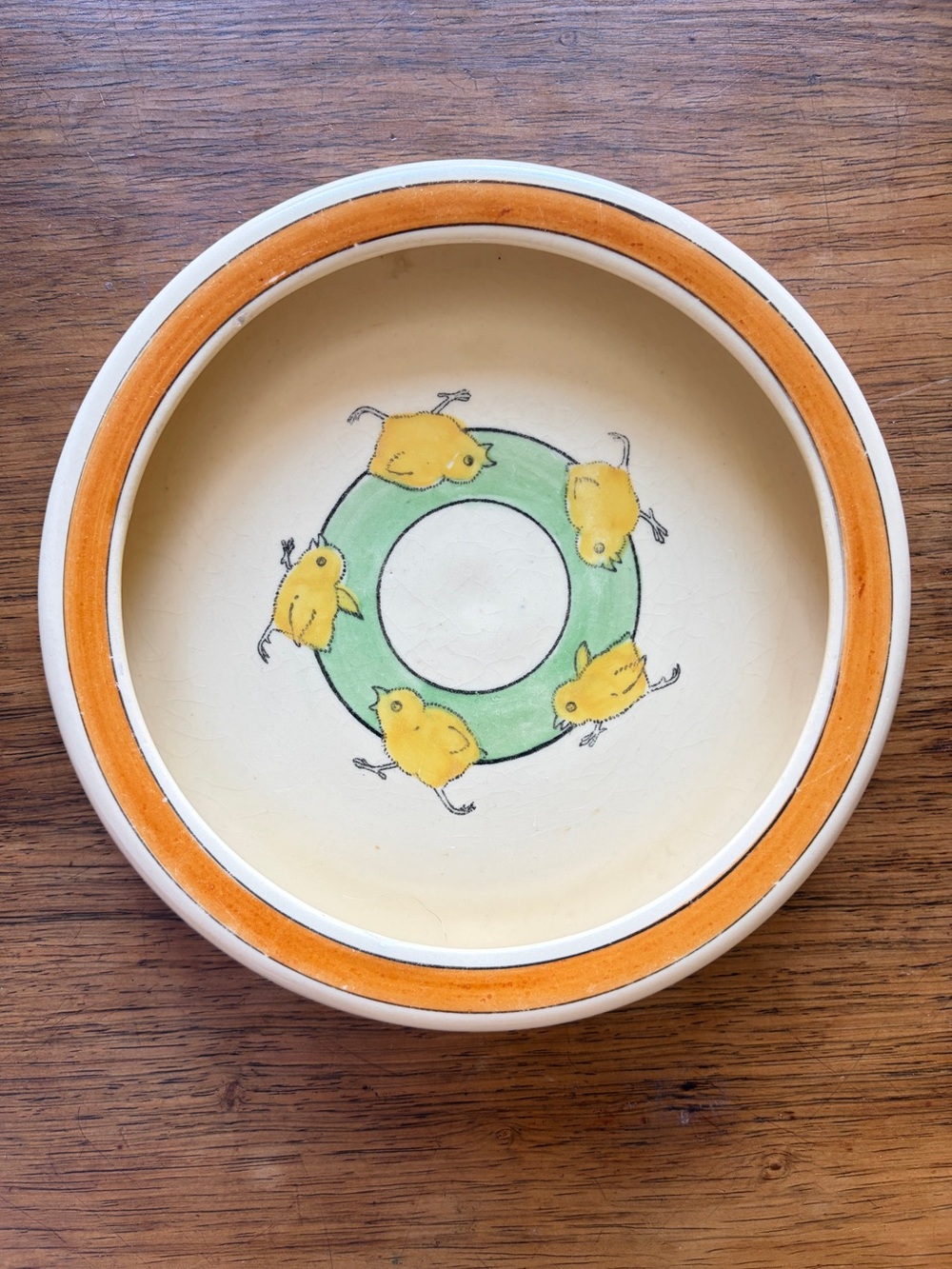 Antique Roseville Pottery Baby Dish Juvenile Nursury Plate Chicks Ducklings
